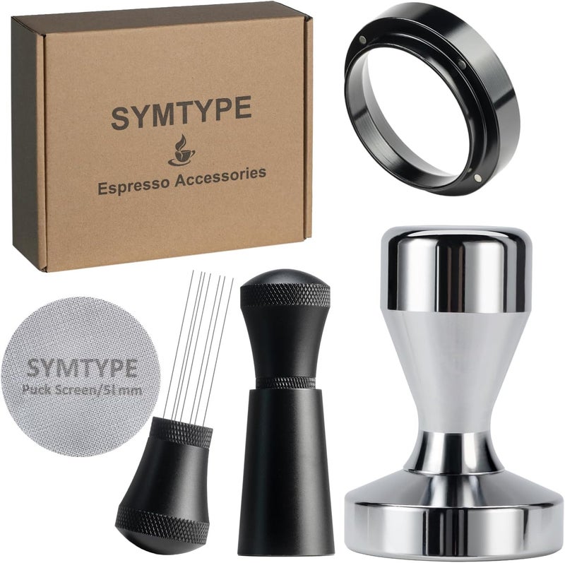 symtype Store 51mm Tamper Espresso Accessories Kit: Espresso Tamper Set, Tamper for Espresso Machine Coffee Tamper Espresso Tools Barista Tools | Espresso Kit Espresso Machine Accessories Fit 51mm Portafilters - Image 1